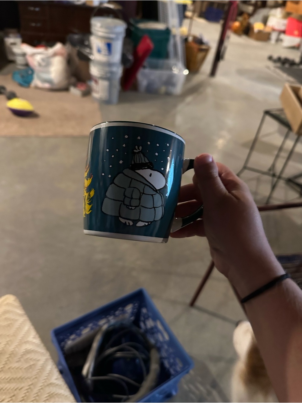 Teal Winter Puffer snoopy